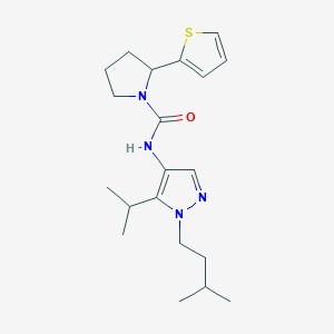 N-[1-(3-methylbutyl)-5-propan-2-ylpyrazol-4-yl]-2-thiophen-2-ylpyrrolidine-1-carboxamide