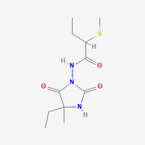 molecular formula C11H19N3O3S B6972563 N-(4-ethyl-4-methyl-2,5-dioxoimidazolidin-1-yl)-2-methylsulfanylbutanamide 