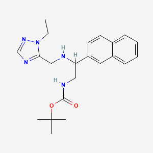 molecular formula C22H29N5O2 B6972576 tert-butyl N-[2-[(2-ethyl-1,2,4-triazol-3-yl)methylamino]-2-naphthalen-2-ylethyl]carbamate 