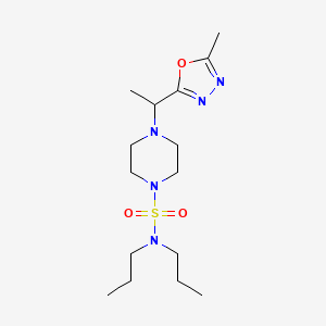 molecular formula C15H29N5O3S B6972581 4-[1-(5-methyl-1,3,4-oxadiazol-2-yl)ethyl]-N,N-dipropylpiperazine-1-sulfonamide 