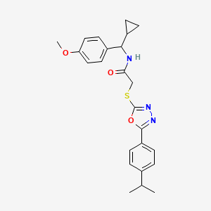 N-[cyclopropyl-(4-methoxyphenyl)methyl]-2-[[5-(4-propan-2-ylphenyl)-1,3,4-oxadiazol-2-yl]sulfanyl]acetamide