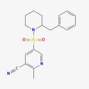 molecular formula C19H21N3O2S B6972626 5-(2-Benzylpiperidin-1-yl)sulfonyl-2-methylpyridine-3-carbonitrile 