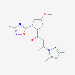 3-(3,5-Dimethylpyrazol-1-yl)-1-[4-methoxy-2-(3-methyl-1,2,4-oxadiazol-5-yl)pyrrolidin-1-yl]butan-1-one