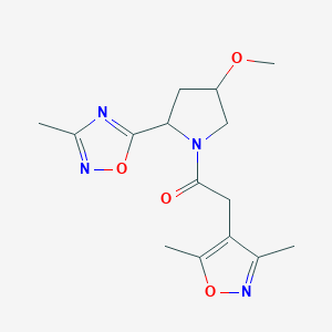 2-(3,5-Dimethyl-1,2-oxazol-4-yl)-1-[4-methoxy-2-(3-methyl-1,2,4-oxadiazol-5-yl)pyrrolidin-1-yl]ethanone