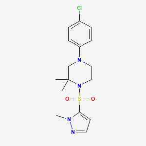 4-(4-Chlorophenyl)-2,2-dimethyl-1-(2-methylpyrazol-3-yl)sulfonylpiperazine