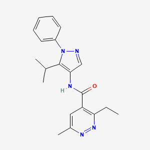 molecular formula C20H23N5O B6972690 3-ethyl-6-methyl-N-(1-phenyl-5-propan-2-ylpyrazol-4-yl)pyridazine-4-carboxamide 