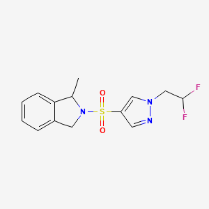 molecular formula C14H15F2N3O2S B6972699 2-[1-(2,2-Difluoroethyl)pyrazol-4-yl]sulfonyl-1-methyl-1,3-dihydroisoindole 