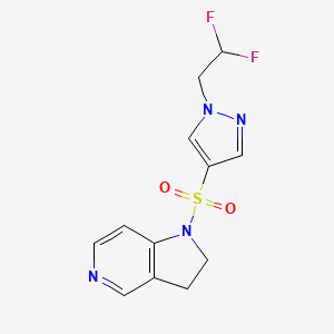 molecular formula C12H12F2N4O2S B6972705 1-[1-(2,2-Difluoroethyl)pyrazol-4-yl]sulfonyl-2,3-dihydropyrrolo[3,2-c]pyridine 