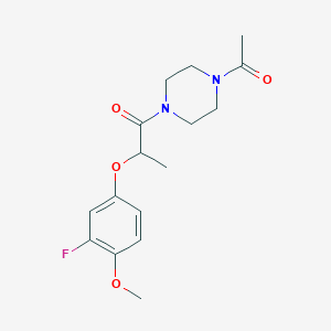 molecular formula C16H21FN2O4 B6972706 1-(4-Acetylpiperazin-1-yl)-2-(3-fluoro-4-methoxyphenoxy)propan-1-one 