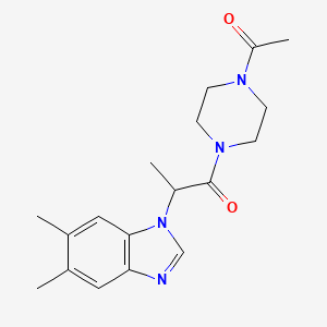 molecular formula C18H24N4O2 B6972719 1-(4-Acetylpiperazin-1-yl)-2-(5,6-dimethylbenzimidazol-1-yl)propan-1-one 