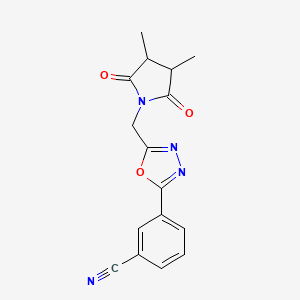 3-[5-[(3,4-Dimethyl-2,5-dioxopyrrolidin-1-yl)methyl]-1,3,4-oxadiazol-2-yl]benzonitrile