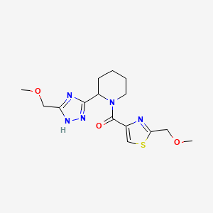 molecular formula C15H21N5O3S B6972817 [2-(methoxymethyl)-1,3-thiazol-4-yl]-[2-[5-(methoxymethyl)-1H-1,2,4-triazol-3-yl]piperidin-1-yl]methanone 