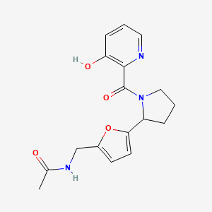 molecular formula C17H19N3O4 B6972949 N-[[5-[1-(3-hydroxypyridine-2-carbonyl)pyrrolidin-2-yl]furan-2-yl]methyl]acetamide 