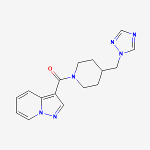 molecular formula C16H18N6O B6972954 Pyrazolo[1,5-a]pyridin-3-yl-[4-(1,2,4-triazol-1-ylmethyl)piperidin-1-yl]methanone 