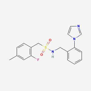 molecular formula C18H18FN3O2S B6973007 1-(2-fluoro-4-methylphenyl)-N-[(2-imidazol-1-ylphenyl)methyl]methanesulfonamide 