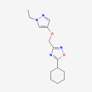 molecular formula C14H20N4O2 B6973012 5-Cyclohexyl-3-[(1-ethylpyrazol-4-yl)oxymethyl]-1,2,4-oxadiazole 