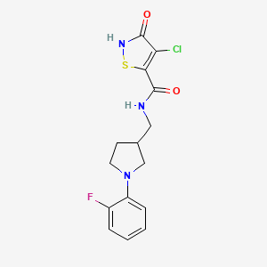 molecular formula C15H15ClFN3O2S B6973016 4-chloro-N-[[1-(2-fluorophenyl)pyrrolidin-3-yl]methyl]-3-oxo-1,2-thiazole-5-carboxamide 