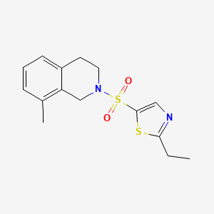 molecular formula C15H18N2O2S2 B6973026 2-ethyl-5-[(8-methyl-3,4-dihydro-1H-isoquinolin-2-yl)sulfonyl]-1,3-thiazole 