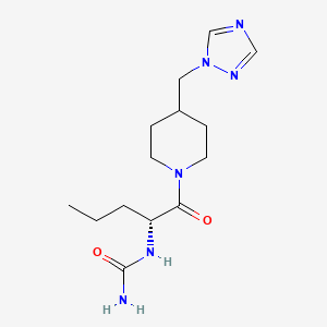 molecular formula C14H24N6O2 B6973031 [(2R)-1-oxo-1-[4-(1,2,4-triazol-1-ylmethyl)piperidin-1-yl]pentan-2-yl]urea 