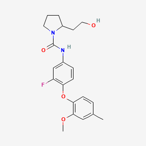 molecular formula C21H25FN2O4 B6973109 N-[3-fluoro-4-(2-methoxy-4-methylphenoxy)phenyl]-2-(2-hydroxyethyl)pyrrolidine-1-carboxamide 