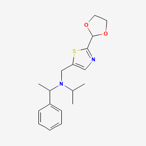 N-[[2-(1,3-dioxolan-2-yl)-1,3-thiazol-5-yl]methyl]-N-(1-phenylethyl)propan-2-amine