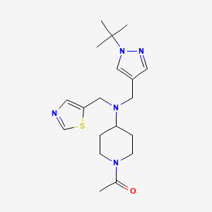 1-[4-[(1-Tert-butylpyrazol-4-yl)methyl-(1,3-thiazol-5-ylmethyl)amino]piperidin-1-yl]ethanone