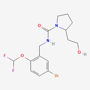 molecular formula C15H19BrF2N2O3 B6973253 N-[[5-bromo-2-(difluoromethoxy)phenyl]methyl]-2-(2-hydroxyethyl)pyrrolidine-1-carboxamide 