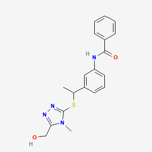 molecular formula C19H20N4O2S B6973298 N-[3-[1-[[5-(hydroxymethyl)-4-methyl-1,2,4-triazol-3-yl]sulfanyl]ethyl]phenyl]benzamide 