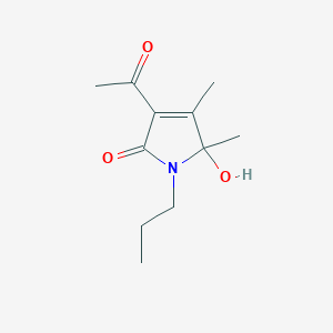 molecular formula C11H17NO3 B069733 2H-Pyrrol-2-one, 3-acetyl-1,5-dihydro-5-hydroxy-4,5-dimethyl-1-propyl-(9CI) CAS No. 186379-46-4