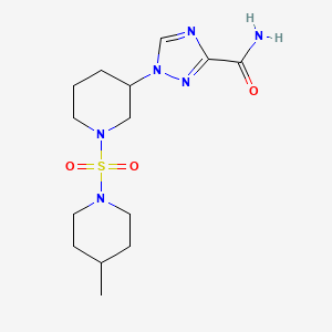 molecular formula C14H24N6O3S B6973312 1-[1-(4-Methylpiperidin-1-yl)sulfonylpiperidin-3-yl]-1,2,4-triazole-3-carboxamide 