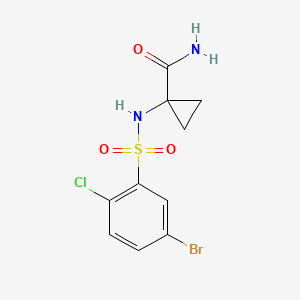 molecular formula C10H10BrClN2O3S B6973320 1-[(5-Bromo-2-chlorophenyl)sulfonylamino]cyclopropane-1-carboxamide 