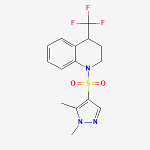 molecular formula C15H16F3N3O2S B6973404 1-(1,5-dimethylpyrazol-4-yl)sulfonyl-4-(trifluoromethyl)-3,4-dihydro-2H-quinoline 