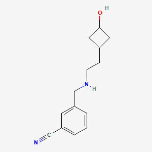 molecular formula C14H18N2O B6973437 3-[[2-(3-Hydroxycyclobutyl)ethylamino]methyl]benzonitrile 