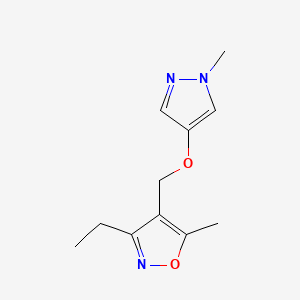 molecular formula C11H15N3O2 B6973458 3-Ethyl-5-methyl-4-[(1-methylpyrazol-4-yl)oxymethyl]-1,2-oxazole 