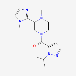 molecular formula C16H24N6O B6973526 [4-Methyl-3-(1-methylimidazol-2-yl)piperazin-1-yl]-(2-propan-2-ylpyrazol-3-yl)methanone 