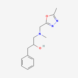 molecular formula C14H19N3O2 B6973542 1-[Methyl-[(5-methyl-1,3,4-oxadiazol-2-yl)methyl]amino]-3-phenylpropan-2-ol 