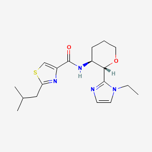 N-[(2S,3S)-2-(1-ethylimidazol-2-yl)oxan-3-yl]-2-(2-methylpropyl)-1,3-thiazole-4-carboxamide