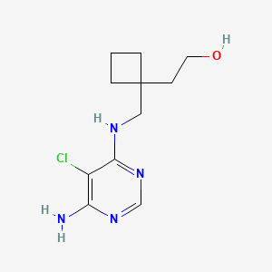 molecular formula C11H17ClN4O B6973605 2-[1-[[(6-Amino-5-chloropyrimidin-4-yl)amino]methyl]cyclobutyl]ethanol 