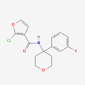 2-chloro-N-[4-(3-fluorophenyl)oxan-4-yl]furan-3-carboxamide