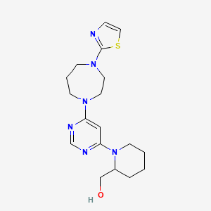 molecular formula C18H26N6OS B6973624 [1-[6-[4-(1,3-Thiazol-2-yl)-1,4-diazepan-1-yl]pyrimidin-4-yl]piperidin-2-yl]methanol 