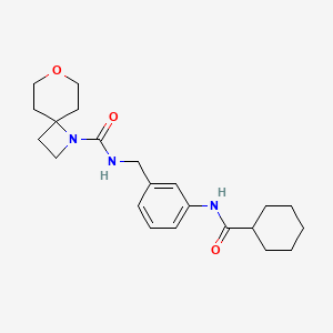 N-[[3-(cyclohexanecarbonylamino)phenyl]methyl]-7-oxa-1-azaspiro[3.5]nonane-1-carboxamide