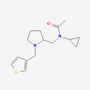 molecular formula C15H22N2OS B6973692 N-cyclopropyl-N-[[1-(thiophen-3-ylmethyl)pyrrolidin-2-yl]methyl]acetamide 