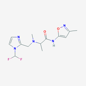 molecular formula C13H17F2N5O2 B6973707 2-[[1-(difluoromethyl)imidazol-2-yl]methyl-methylamino]-N-(3-methyl-1,2-oxazol-5-yl)propanamide 