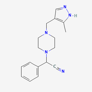 molecular formula C17H21N5 B6973742 2-[4-[(5-methyl-1H-pyrazol-4-yl)methyl]piperazin-1-yl]-2-phenylacetonitrile 