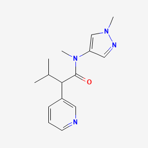 molecular formula C15H20N4O B6973814 N,3-dimethyl-N-(1-methylpyrazol-4-yl)-2-pyridin-3-ylbutanamide 