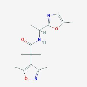 2-(3,5-dimethyl-1,2-oxazol-4-yl)-2-methyl-N-[1-(5-methyl-1,3-oxazol-2-yl)ethyl]propanamide