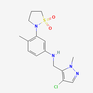 N-[(4-chloro-2-methylpyrazol-3-yl)methyl]-3-(1,1-dioxo-1,2-thiazolidin-2-yl)-4-methylaniline