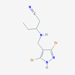 molecular formula C9H12Br2N4 B6973971 3-[(3,5-dibromo-1H-pyrazol-4-yl)methylamino]pentanenitrile 