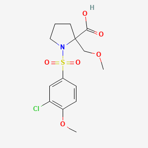 molecular formula C14H18ClNO6S B6974041 1-(3-Chloro-4-methoxyphenyl)sulfonyl-2-(methoxymethyl)pyrrolidine-2-carboxylic acid 