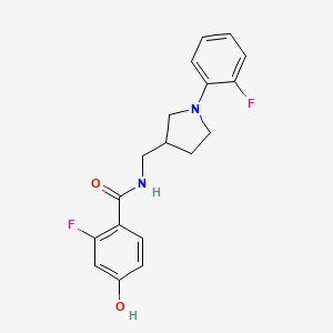 molecular formula C18H18F2N2O2 B6974083 2-fluoro-N-[[1-(2-fluorophenyl)pyrrolidin-3-yl]methyl]-4-hydroxybenzamide 